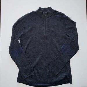 Smartwool Men’s 2XL Intraknit Thermal Base Layer Quarter-Zip Shirt Charcoal/Blue